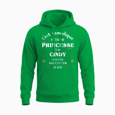 Women's Princess Humour Gift Personalized Name Cindy Unisex Hoodie - Irish Green