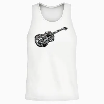 Retro Style Guitar for Guitarists Unisex Tank Top - White