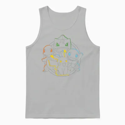 Pokémon - Pikachu Charmander Bulbasaur Squirtle Kanto Circle Unisex Tank Top - Ash