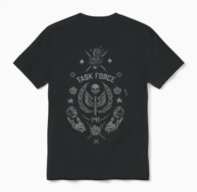 Call of Duty: Modern Warfare 2 Task Force 141 Retro Logo Unisex T-Shirt - Black