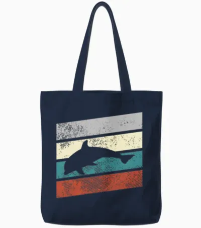 Dolphin Retro Tote Bags - Navy