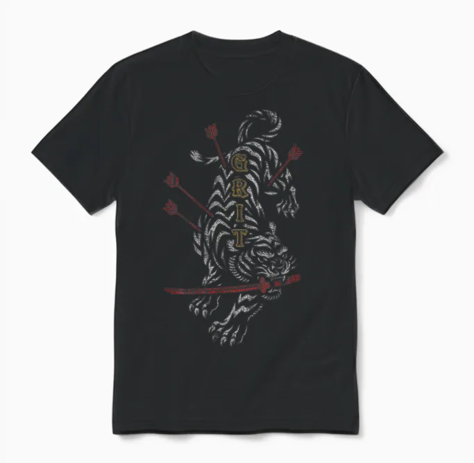 Hip Hop Y2k Vintage Retro Edgy Backprint Streetwear Tiger Unisex T-Shirt in Black