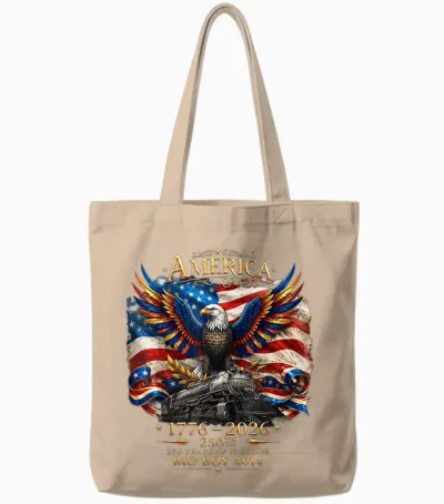 Big Boy 4014 Train Usa 250th Anniversary Patriotic American Tote Bags - Natural