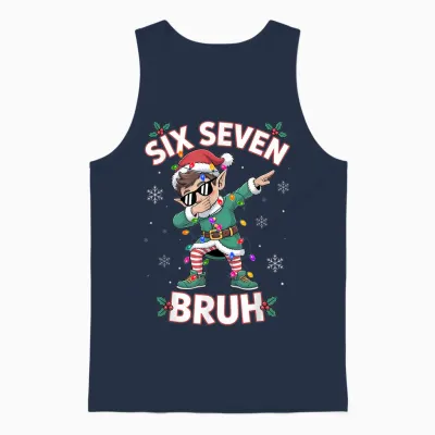 Dabbing Elf Six Seven Bruh Christmas 67 Meme Xmas Boys Unisex Tank Top - Navy