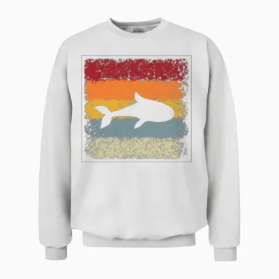 Fish Retro Unisex Sweatshirt - White