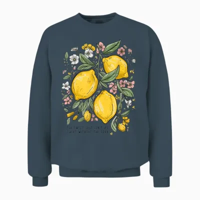 Retro Lemon Outfit with Lemon Tree Design Citrus Lemon T-Shirt, Black, S Unisex Sweatshirt - Dark Heather