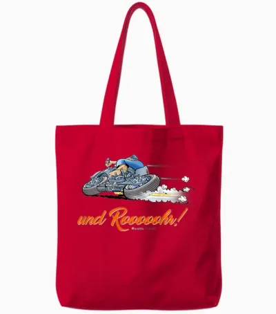 Werner and Rooooohr! T-Shirt, Black Tote Bags - Red