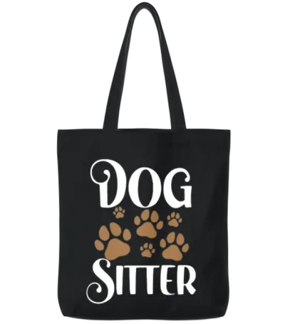 Dog Sitter Job Dogs Puppy Dog Sitting Tote Bags - Black