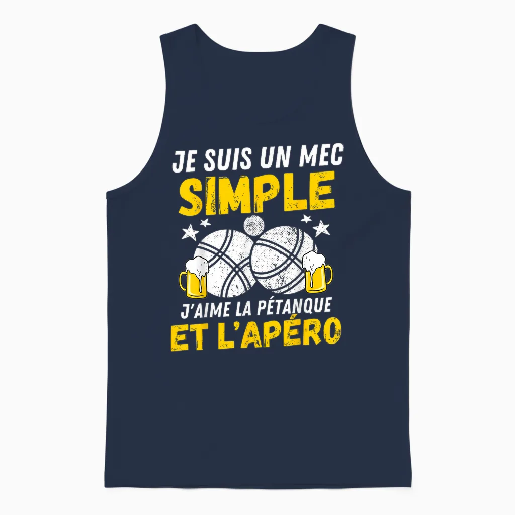 Guy Simple Aperitif Pétanque Funny Boccia Bouliste Pétanque Unisex Tank Top in Navy