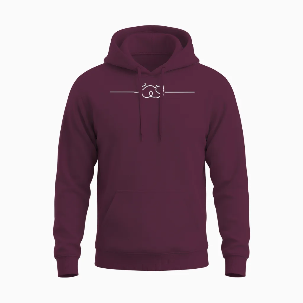 Cat Line Art Lovers Gift Unisex Hoodie in Maroon