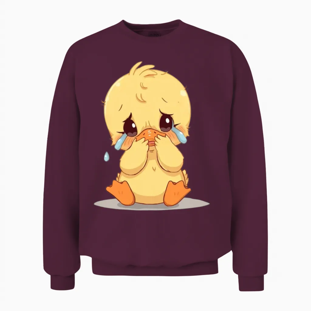 Crying Little Duck Unisex Sweatshirt in Maroon