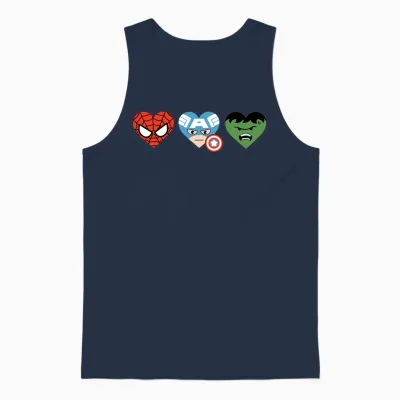 Amazon Essentials Marvel Hero Hearts Spider-Man Captain America and Hulk Unisex Tank Top - Navy