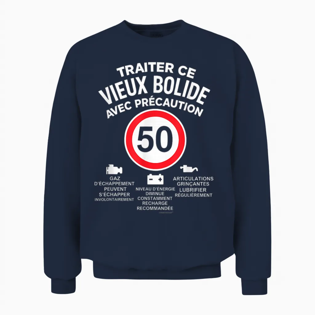 50 Years Mechanical Humour - Panel Old Bolide Man Unisex Sweatshirt in Navy