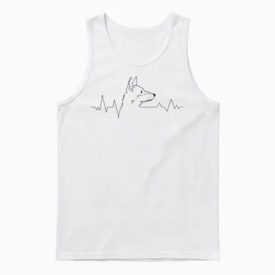 Dog-Breed Welsh-Corgi-Dog Heartbeat Dog Unisex Tank Top - White