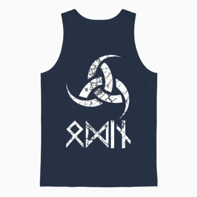 Odin God Symbol Horns Nordic Mythology Unisex Tank Top - Navy
