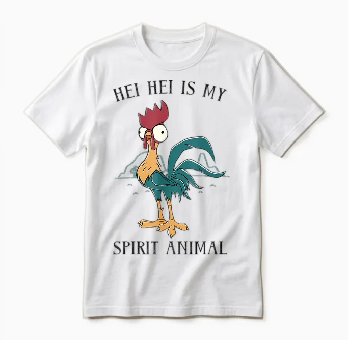 Disney Moana Hei Hei Is My Spirit Animal Portrait Unisex T-Shirt in White