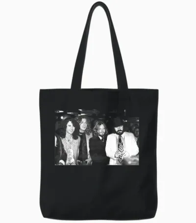 Jimmy Page Robert Plant Jp Jones & John Bonham Led Zeppelin T-Shirt, Black Tote Bags - Black