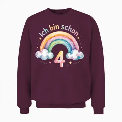 Ich Bin Schon 4 Regenbogen Geburtstag Unisex Sweatshirt - Maroon
