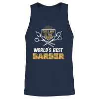 This Lady Is World's Best Barber Fashion Unisex Tank Top - Navy – 2