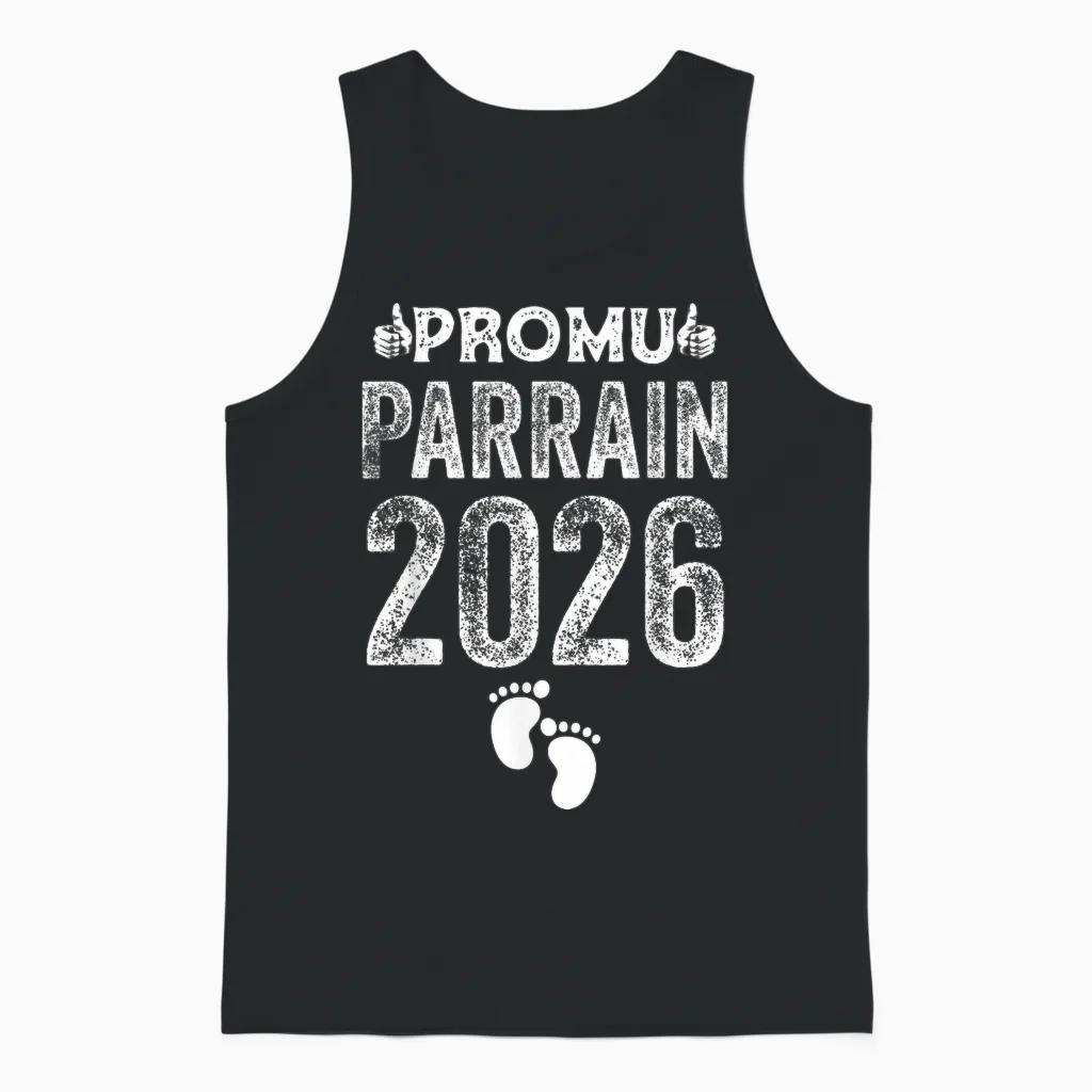 Promu Parrain 2026 Humour Futur Parrain Cadeau Annonce Unisex Tank Top in Black