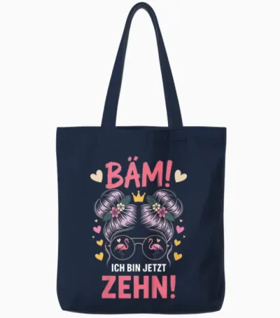 10 Geburtstag Mädchen Geburtstagsshirt Bäm Ich Bin 10 Jahre Tote Bags - Navy