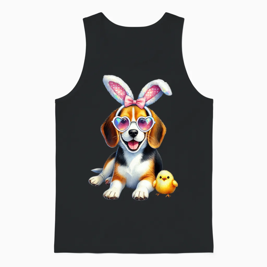 Lunettes De Pâques Beagle Dog Mom Spring Easter Bunny Oreilles Unisex Tank Top in Black