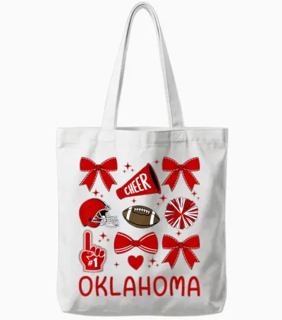 Oklahoma Women Girls Toddler Sister Bow for Oklahoma Lover Tote Bags - White