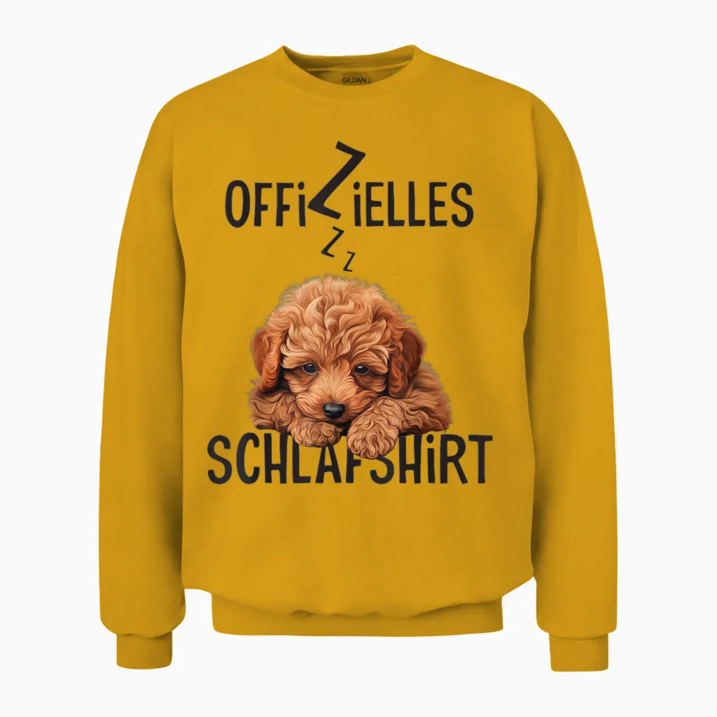 Official Sleep Shirt with Dog Funny Toy Poodle T-Shirt, White Unisex Sweatshirt in Gold