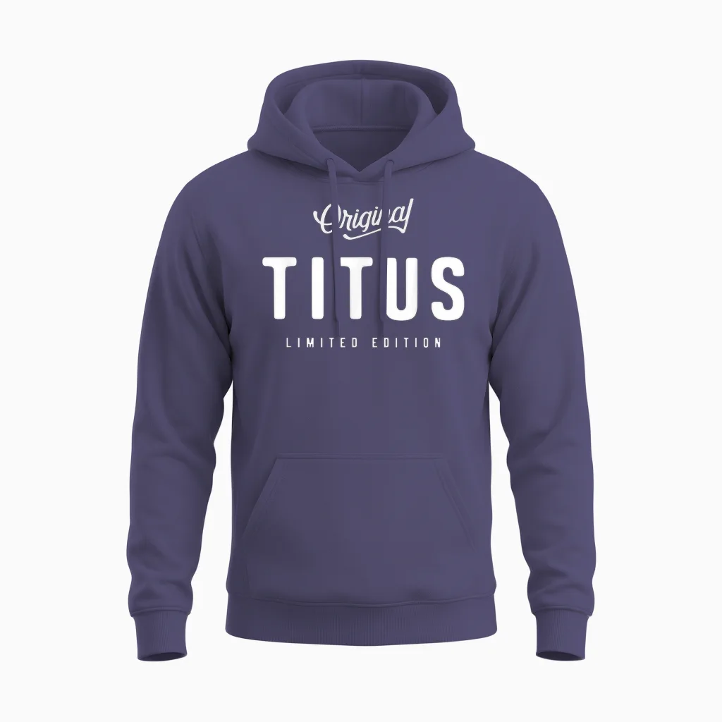 Original Titus Lustiger Name Titus Unisex Hoodie in Heather Sport Dark Navy