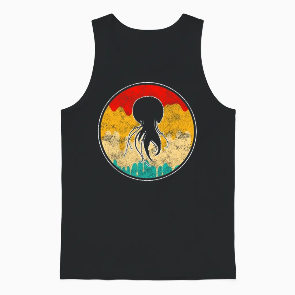 Jellyfish Retro Unisex Tank Top in Black