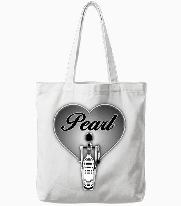 Pearl in Heart Tote Bags in White