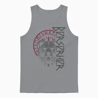 Berserker Viking Norse Mythology Bear Warrior Compass T-Shirt, Black, S Unisex Tank Top - Sport Grey