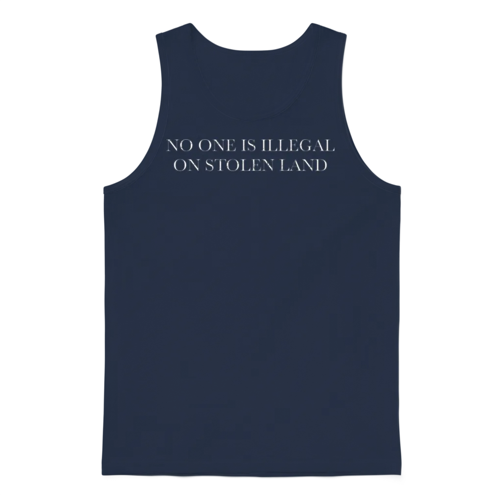 No One Is Illegal on Stolen Land Unisex Tank Top - Navy