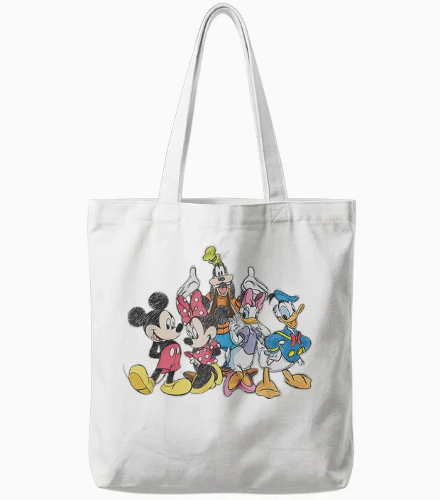 Disney Mickey Mouse and Friends Short Sleeve Tote Bags - White