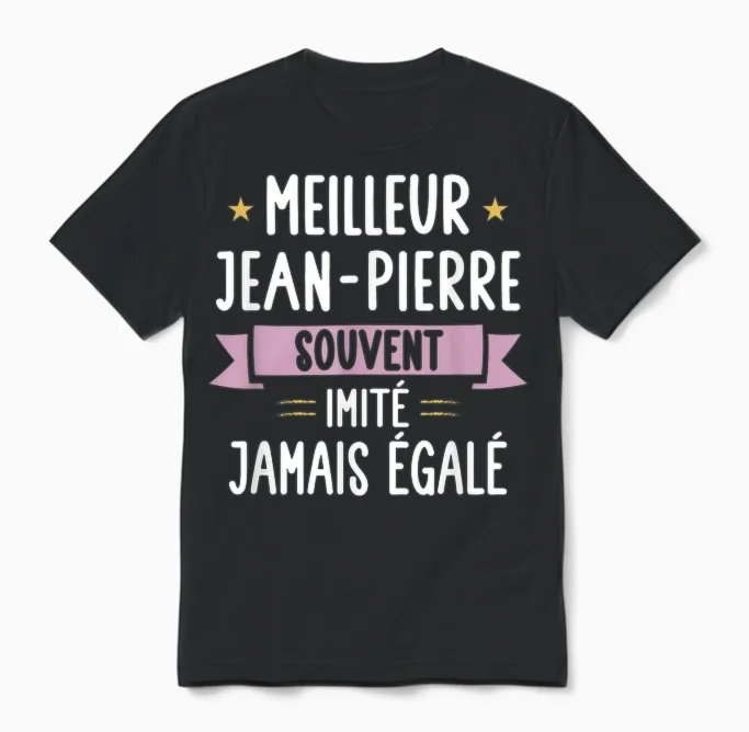 Unique Man Gift Humour Personalised Name Jean-Pierre T-Shirt, Black, S Unisex T-Shirt in Black