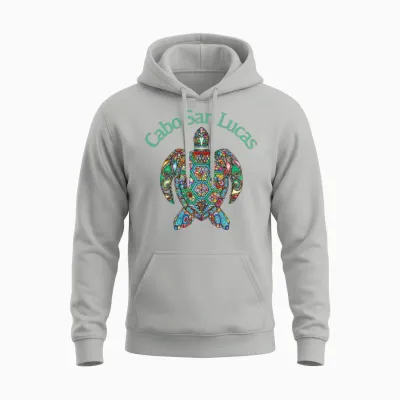 Cabo San Lucas Tribal Turtle Unisex Hoodie - Ash