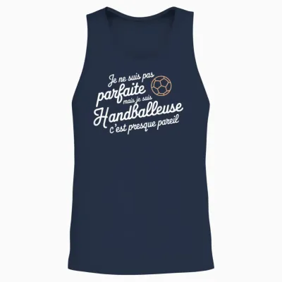 Je Suis Pas Parfait Mais Je Suis Handballler Gift T-Shirt, Black, S Unisex Tank Top - Navy