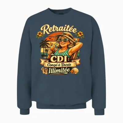 Cadeau Retraitée Femme Original Humour Congé Durée Ilimitée Unisex Sweatshirt - Dark Heather