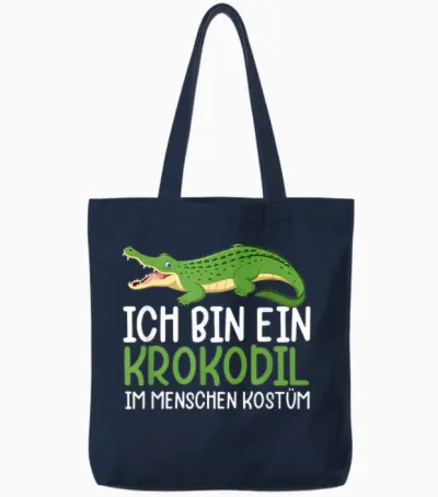 Ich Bin Ein Krokodil Im Menschen Kostüm Aligator Kostüm Tote Bags - Navy