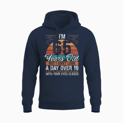 65 Birthday Day Over 16 Vintage 65 Years Old Unisex Hoodie - Navy