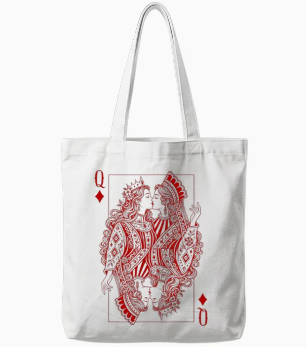 Lesbian Queens Kissing Card Game Lgbt Pride Two Brides Tote Bags in White