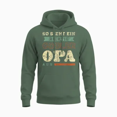 Richtig Cooler Opa, Vatertag, Retro-Vintage-Look Unisex Hoodie - Military Green