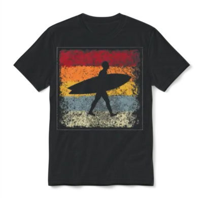 Surfer Retro Unisex T-Shirt - Black