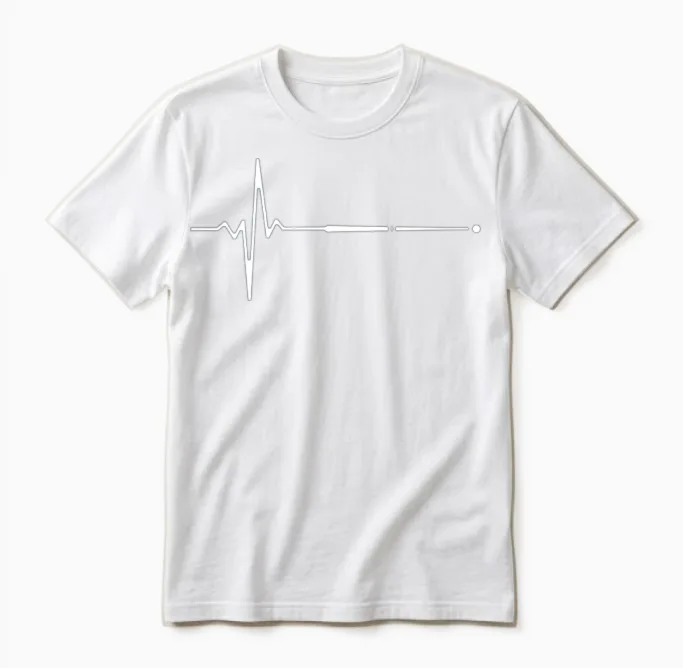 Billiard Cue Heartbeat Unisex T-Shirt in White