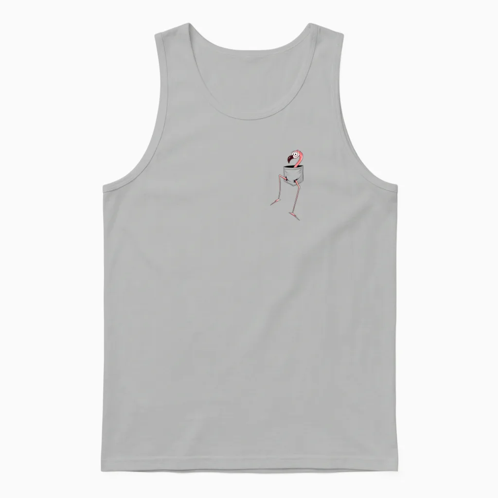 For Flamingo-Lovers L Fancy Pink Flamingo in a Pocket Unisex Tank Top in Ash