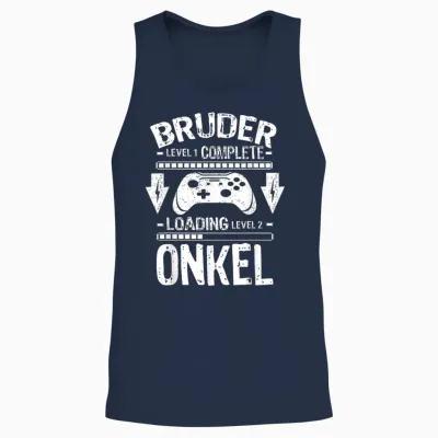 Bruder Level Complete Expecting Uncle Loading Announcement T-Shirt, Black Unisex Tank Top - Navy
