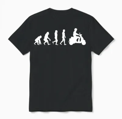 Scooter Rider Scootering Motorbike Moped Evolution Unisex T-Shirt - Black
