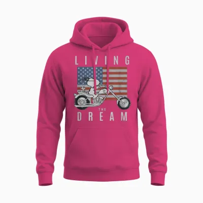 Peanuts Snoopy Living the Dream Snoopy on a Motorcycle Unisex Hoodie - Heliconia