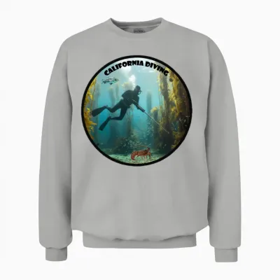 California Freediving Diver with Kelp and Fish Urm Unisex Sweatshirt - Ash