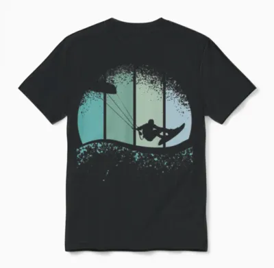 Retro Kitesurfing Unisex T-Shirt - Black